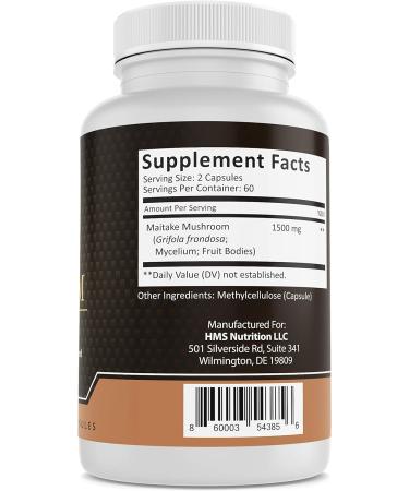 HMS Nutrition Maitake Mushroom 1500mg - 120 Vegan Capsules - 2 Month Supply - Buy Online on GoSupps.com