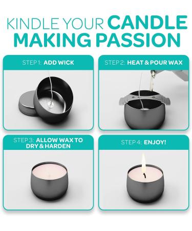 24 Pack Hearts & Crafts Black Candle Tin 8oz with Lids - Bulk Candle Jars for Crafts & Gifts - Buy Online on GoSupps.com