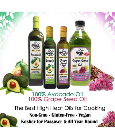 De La Rosa 100% Pure Grape Seed Oil 67.6 Oz - Expeller Pressed, Hexane Free, Kosher, Vegan, Non-GMO, Gluten Free - High Smoke Point Cooking Oil - Buy Online on GoSupps.com