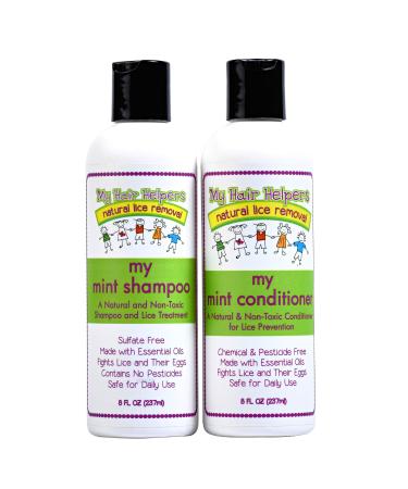 Lice Prevention Shampoo and Conditioner that Kills Lice and Eggs for Kids I Peppermint Essential Oil I Use Daily to Get Rid of Lice and Stay Nit-Free I Works on 1-2 Children 8 Ounces Each