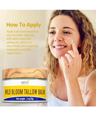 Handmade Wild Bloom Tallow Face Balm with Blue Tansy - Hydrate Nourish and Protect Skin for Soft Smooth Skin- 0.7 oz - Buy Online on GoSupps.com