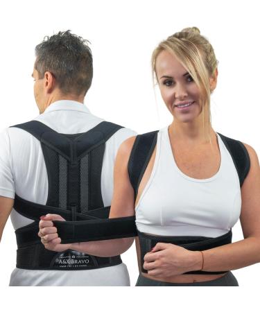 A&X Bravo Posture Corrector for Men and Women Adjustable Back Straightener Providing Pain Relief from Neck Back Shoulder & Upper Back Brace Posture Corrector Women & Back Support Belt Black - XS Black XS