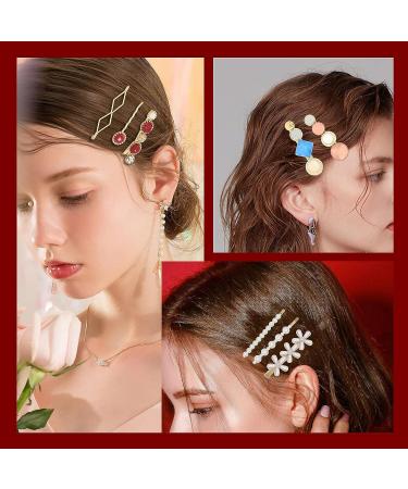 28PCS Pearl Hair Clips Set - Acrylic Resin Gold Barrettes for Women & Girls | Wedding Hairpins, Macaron Bobby Pins & Styling Accessories - Buy Online on GoSupps.com