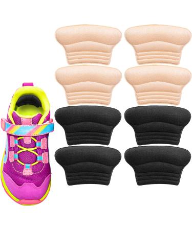 Kids Heel Grips 8 Pieces - Self-Adhesive Cushion Inserts for Too Large Shoes - Prevent Skin Rubbing and Blisters - Suitable for Toddlers, Girls, Boys, Women (2 Black+2 Skin Color) - Buy Online on GoSupps.com
