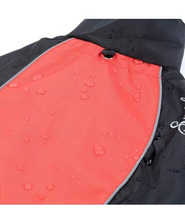 Ranphy Waterproof Dog Jacket for Medium & Large Dogs - Reflective Breathable Ultra-Light Rain Cover with Abdominal Protection | Red & Black 6XL (80cm Breast Size) - Buy Online on GoSupps.com