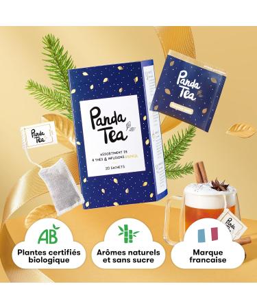 Panda Tea | Winter Selection Gift Box | Assortment of 4 Organic Teas and Infusions 100% Organic | 20 Muslin Bags - Buy Online on GoSupps.com