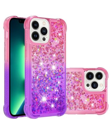 Tivenfezk nadoli glitter drive sand shell for iPhone 15 pro silicone shockproof gradient colored waterfall cell phone shell transparent bumper protective cover liquid transparent case iPhone 15 per pink purple