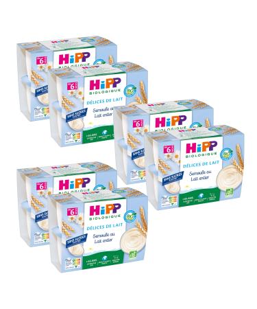 Hipp Organic Milk Delights Semolina with Whole Milk Cups 4x100g - Pack of 6