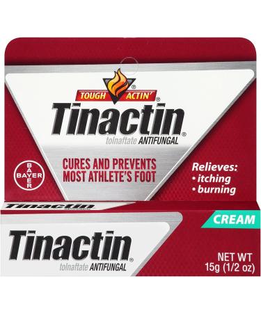 Tinactin Athlete's Foot Cream Tolnaftate 1% Antifungal AF Treatment Proven Clinically Effective on Most Athlete s Foot and Ringworm Cream 0.5 Ounce 15 Grams Tube (Pack of 2)