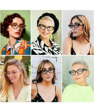 AMOMOMA 3 Pack Trendy Cat Eye Reading Glasses for Women - Blue Light Blocker Stylish Designs in Black Tortoise and Crystal Brown 1.5x Magnification - Buy Online on GoSupps.com
