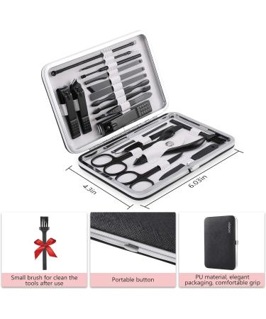 Jubolion 19pcs Stainless Steel Manicure Set with Leather Case - Professional Nail Clippers and Pedicure Kit for Men and Women, Perfect for Home and Travel - Buy Online on GoSupps.com