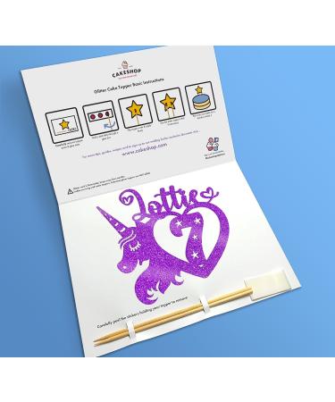 Cakeshop Cake Decoration Pack | Unicorn Heart Premium Double Sided Glitter Card Cake Topper Sign & 25g Party Pack of Cake Sugar Sprinkles | Custom Name & Age Cake Decorations (Purple) Non-Prime Glitter Card: Purple - Buy Online on GoSupps.com