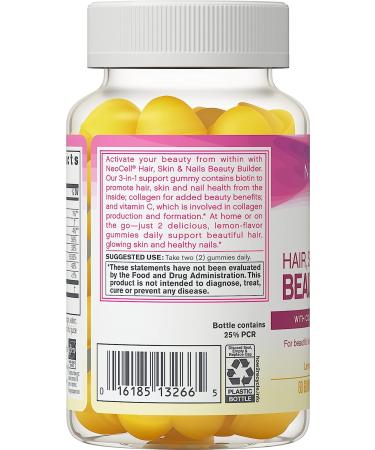 NeoCell Collagen + Vitamin C & Biotin Gummies - Hair, Skin & Nails Support | Collagen Type 1 & 3 | Lemon Flavor - 60 Count - Buy Online on GoSupps.com