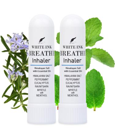 Breathe Better | White Ink Pink Himalayan Sea Salt Nasal Inhaler | Congestion | Allergy | Focus | Aromatherapy Sinus | Lung (2)