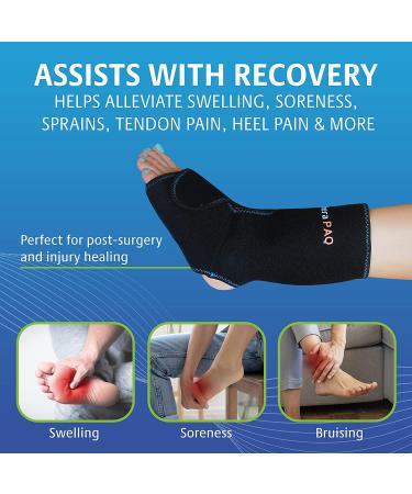 TheraPAQ Ankle Ice Pack Wrap - Hot & Cold Compression Brace for Injuries | Includes 2 Gel Packs | Relief from Sprain, Plantar Fasciitis, Achilles Tendonitis | Fits XS-XL - Buy Online on GoSupps.com