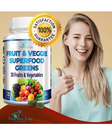 Superfood Greens Tablets - 28 Fruits and Vegetables including Alfalfa, Barley Grass, Spirulina, Beet Root, Tart Cherry - Non-GMO - 120 Tablets - Buy Online on GoSupps.com