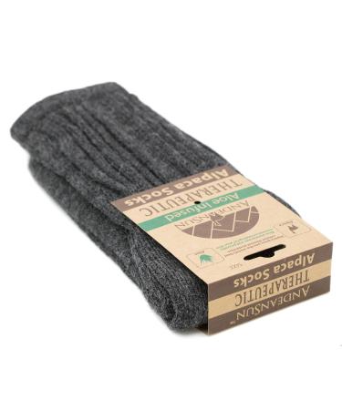 AndeanSun Warm Therapeutic Crew Alpaca Socks for Circulation Unisex  Large Grey