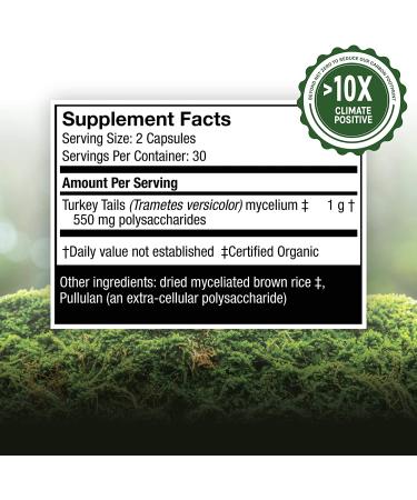 Fungi Perfecti Turkey Tail - 60 Vegetarian Capsules for Immune Support - Buy Online on GoSupps.com