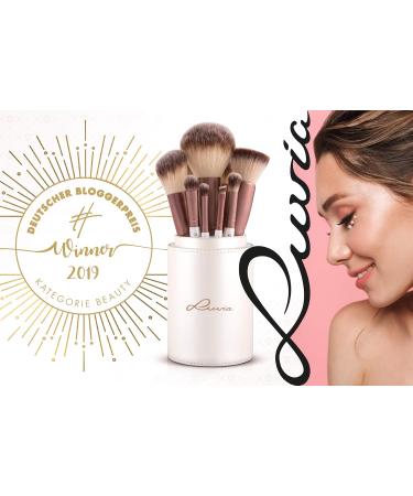 Premium Vegan Makeup Brush Set by Luvia | Includes Noble Holder & Satin Pocket | Limited Edition Coffee Matte Finish - Buy Online on GoSupps.com