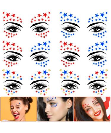 6 Pieces 4th of July Patriotic Face Gems Self-adhesive Crystal Stars Rhinestone Eye Sticker Face Temporary Tattoo Stickers Festival Face Gems Eye Corner Rhinestone Eye Decoration for Women Girls - Buy Online on GoSupps.com