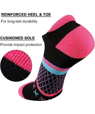 Eallco Women's Ankle Athletic Running Socks with Cushioned Sole - 6 Pairs, Black - Buy Online on GoSupps.com