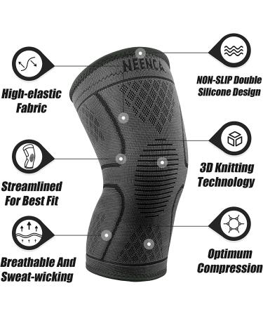 NEENCA 2 Pack Knee Compression Sleeve for Knee Pain Relief - Running, Work Out, Gym, Hiking - ACL, PCL Support - Meniscus Tear, Joint Pain Recovery - Sports Large 2 Pack, Black - Buy Online on GoSupps.com
