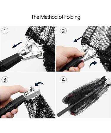 San Like Collapsible Telescopic Fishing Net with Sturdy Pole Handle - 36/43/71/98 inches - Ideal for Saltwater and Freshwater Fishing - 49 inch, Black - Buy Online on GoSupps.com