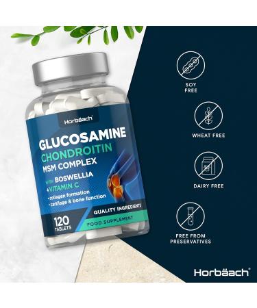 High Strength Glucosamine Chondroitin MSM Complex with Boswellia and Vitamin C | 120 Tablets by Horbaach - Buy Online on GoSupps.com