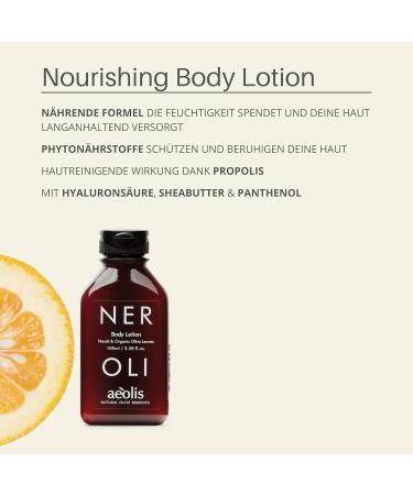 Aeolis Skincare Neroli Nourishing Body Lotion - 100% Natural & Sustainable | Intensive Care with Neroli & Olive Leaves | No Artificial Additives - Buy Online on GoSupps.com