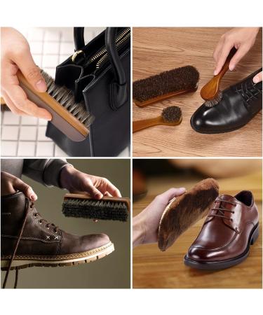 Flintronic 4 PCS Shoe Brushes Set Soft Horsehair Bristles Brushes with Polish Glove and Eraser Dusting Brush Shoe Polishing Applicators Leather Cleaning Buffing for Boots Seats Interiors Furniture - Buy Online on GoSupps.com