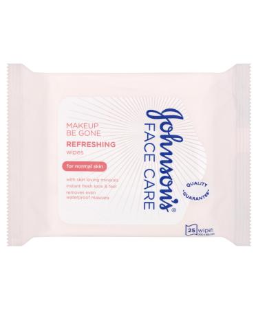 Johnson's Face Care Makeup Be Gone Refreshing Wipes Pack of 1 x 25 25 Count (Pack of 1)