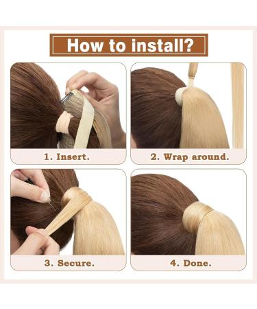 Tess Ponytail Extension Balayage 60cm - Light Brown with Ash Blonde Smooth Braid 90g Long Hair Extension - Buy Online on GoSupps.com