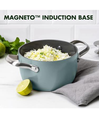 GreenPan Healthy Ceramic Nonstick 2QT Rice & Soup Maker Caldero Pot | PFAS-Free, Induction, Dishwasher & Oven Safe - Smokey Blue - Buy Online on GoSupps.com