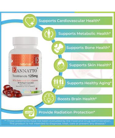 Annatto Tocotrienols Deltagold 125mg Softgels - Immune & Antioxidant Support (60 Count) - Buy Online on GoSupps.com