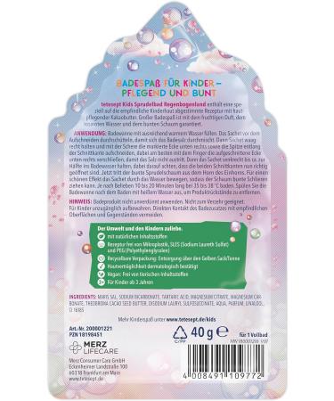 tetesept KIDS Rainbow Land Sparkling Bath - 15 x 40g - Sparkling Bubble Bath with Fruity Scent - Bath Fun for Children with Colored Foam and Red Rose Water - 15 x 40g - Buy Online on GoSupps.com