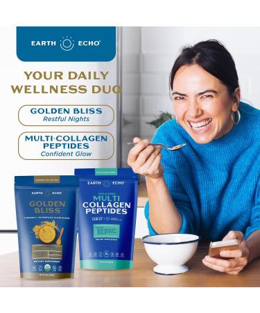 Earth Echo Revitalizing & Nightcap Bundle - Hydrolyzed Collagen with Vitamin C & Hyaluronic Acid for Radiant Skin - Organic Golden Milk Powder with Ginger for Restful Sleep - 1 Pack Each - Buy Online on GoSupps.com