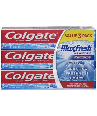 Colgate Max Fresh Toothpaste With Mini Breath Strips Cool Mint 6 Ounce (Pack of 3) - Buy Online on GoSupps.com
