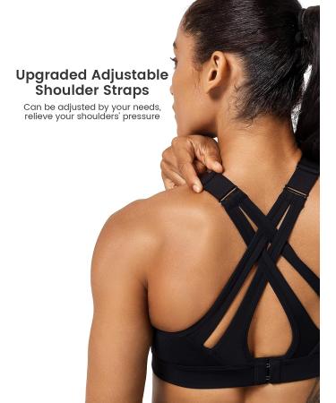 Yvette High Impact Adjustable Criss Cross Back Sports Bra for Large Bust - No Bounce Black - Buy Online on GoSupps.com