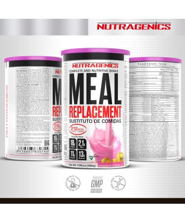  NUTRAGENICS Nutragenics Meal Replacement - Beaten Food Substitute - Slimming Food Substitute - Dinner Replacement - Food Replacement - 490g (Fresa) - Buy Online on GoSupps.com