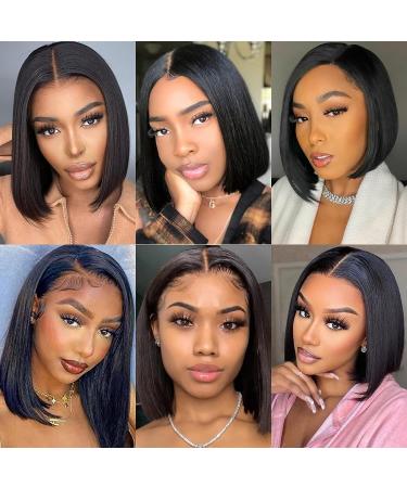 10 Inch Short Bob 13x4 HD Lace Front Wig | Pre Plucked 180% Density Straight Human Hair | Glueless 10A Bob Wig for Women - Buy Online on GoSupps.com