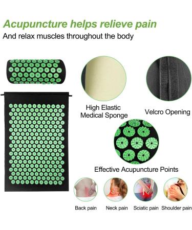 Magrimaxio Acupressure Mat Set with Pillow - Acupuncture & Spike Mat for Pain Relief Relaxation & Meditation - Eco-Friendly Green Color - Buy Online on GoSupps.com
