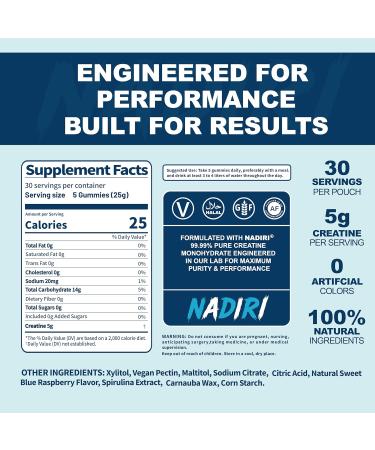 NADIRI Creatine Monohydrate Gummies 5g Creatine per Serving 150 Gummies Supports Muscle Strength Energy & Recovery for Men and Women - Buy Online on GoSupps.com