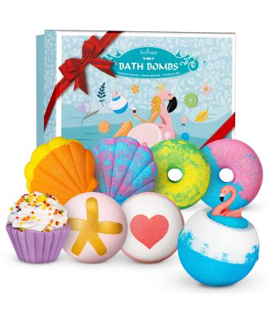 Bath Bombs - 8 Organic Bath Bombs for Women Gifts Set Fizzy Bubble Bath Bombs for Kids & Girls Mothers Day Gifts Christmas Gifts Birthday Valentines Day Gifts for Her Secret Santa Gifts for Women Flamingo Bath Set