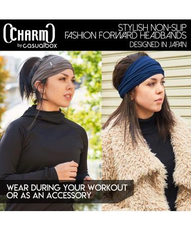 CHARM Japanese Headband 2-Pack - Men's Head Wraps Elastic Bandana for Workout, Women Hair - Black & Dark Gray - Buy Online on GoSupps.com
