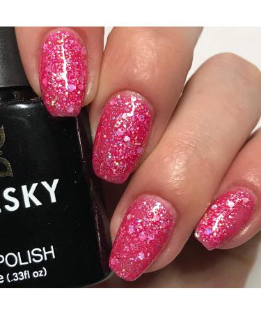Bluesky Pink Chunky Glitter DADDY'S GIRL - BLZ46 - UV/LED Soak Off Gel Nail Polish 10ml + 2 Diva World Shine Wipes for FREE - Buy Online on GoSupps.com