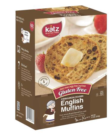 Katz Gluten Free Cinnamon Raisin English Muffins | Dairy, Nut and Gluten Free | Kosher (1 Pack of 4 Muffins, 11 Ounce) Cinnamon 11 Ounce (Pack of 1)