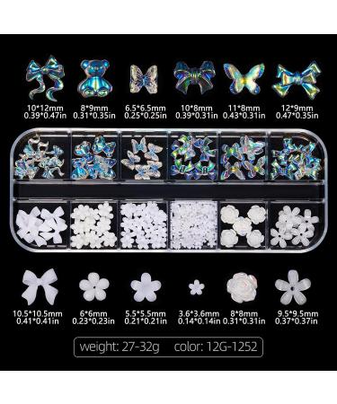 Nail Art Rhinestones and Pearls Set 2 Boxes Mixed Nail Art Decorations 3D Butterfly Bowknot Flower Charms Aurora Bear & Crystal Gems for DIY Nail Design Crafting Parties Weddings - Buy Online on GoSupps.com