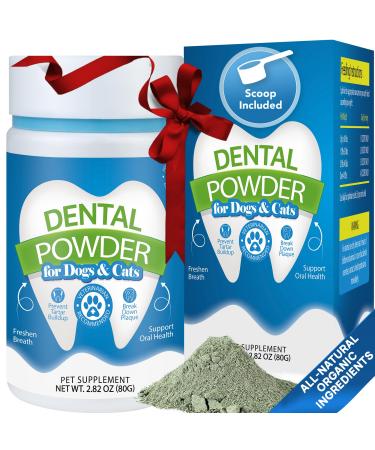 Dog Teeth Cleaning Powder - Plaque & Tartar Remover Fresh Breath - Dental Powder with Dog Probiotics - Easy Daily Use PhD-formulated - 2.82 oz (80g)