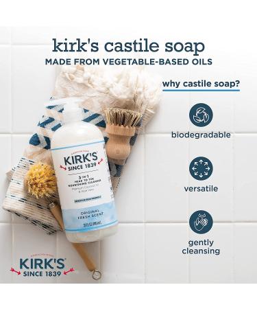 Kirk's 3-in-1 Castile Liquid Soap + Travel Bar Soap Set - Head-to-Toe Clean for Men, Women & Kids - Original Fresh Scent - 32 Fl Oz (2 Pack) - Buy Online on GoSupps.com