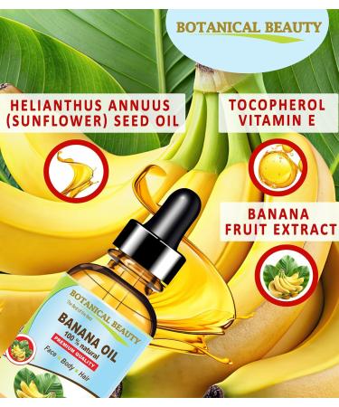 Botanical Beauty BANANA OIL 100% Natural Pure Virgin Unrefined Cold Pressed Carrier Oil for Face Skin Hair Lip Nails for Dry Sensitive Normal Skin 1 Fl Oz 30 ml - Buy Online on GoSupps.com